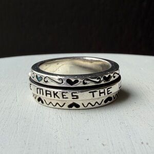 Brighton Sterling Silver Garnet Spinner Ring LIVE MAKES THE WORLD GO ROUND